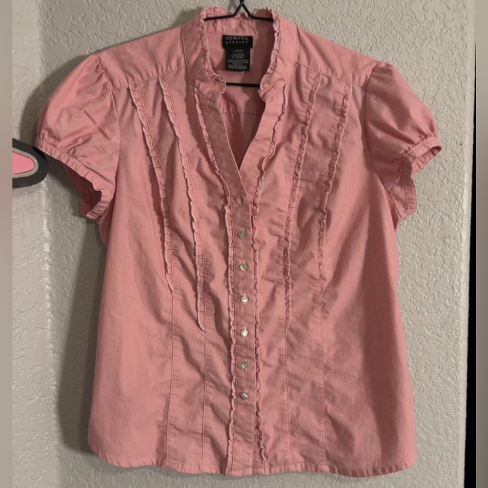 Women's Pink Ruffled Blouse